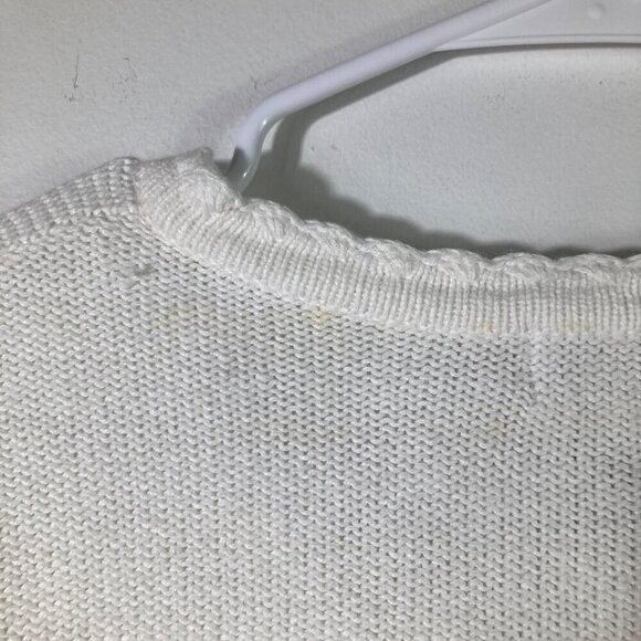 Womens Vintage Sears Classic Elements White Cardigan Embroidered Butterflies L - Picture 5 of 9